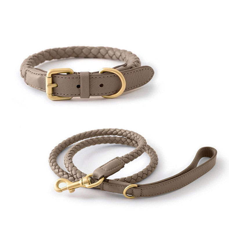 Premium-Set Hundehalsband und Leine aus PU Leder original